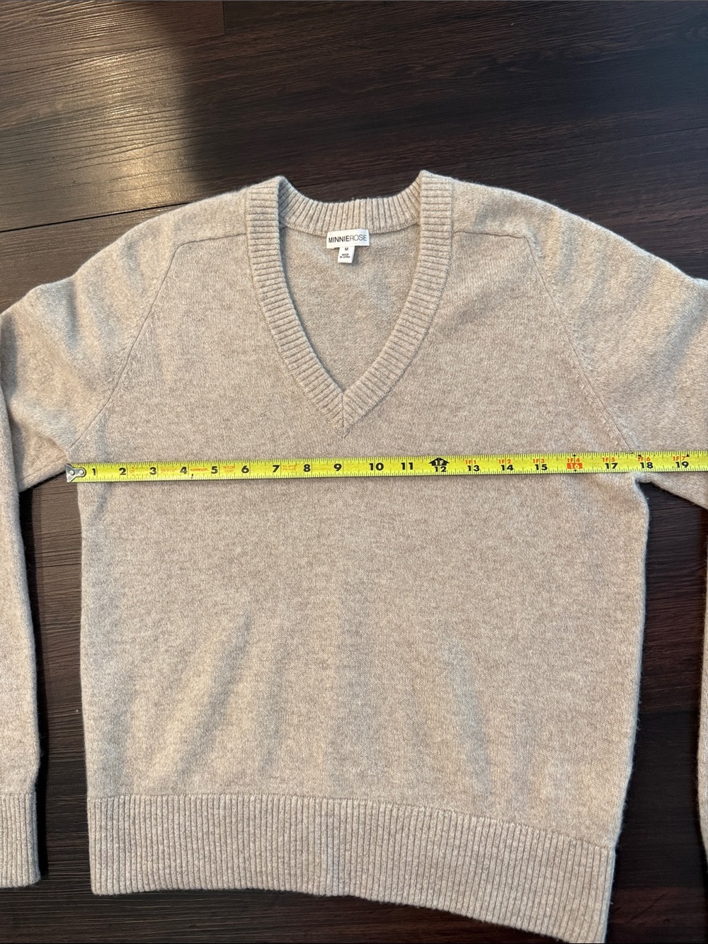 Minnie Rose V-Neck Sweater in Light Taupe - Picture 8 of 8